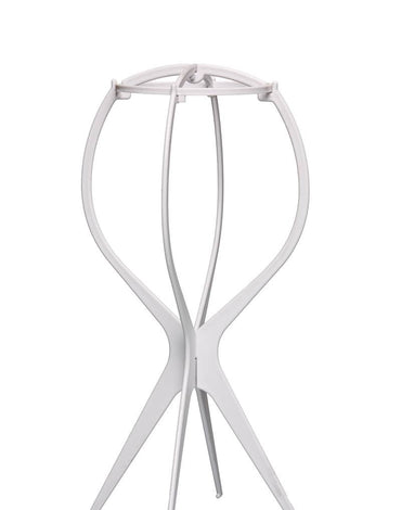 White plastic foldable wig stand